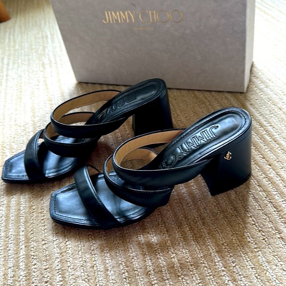 Jimmy Choo Shoes - Jimmy Choo Auna 65 Nap Black lambskin sandals